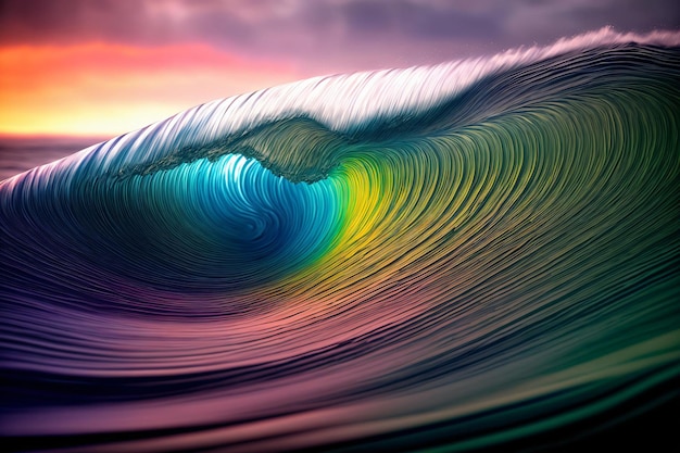 Foto un'immagine di un'onda colorata nell'oceano