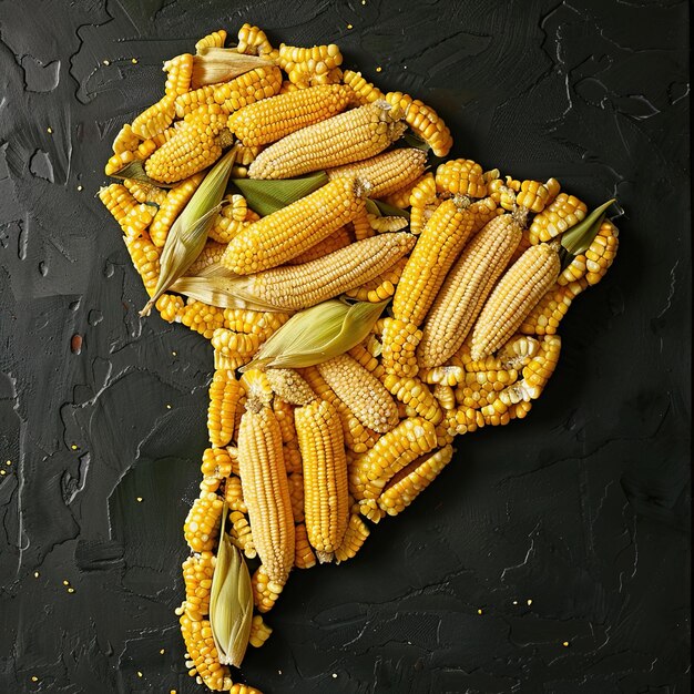 a picture of corn and corn on a black surface