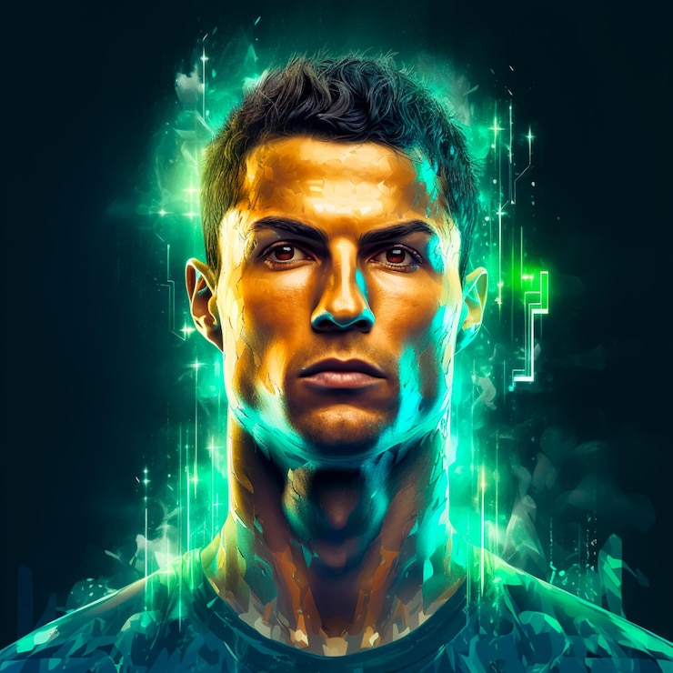 a picture of cristiano ronaldo head with a yellow face and the words olympic games on it