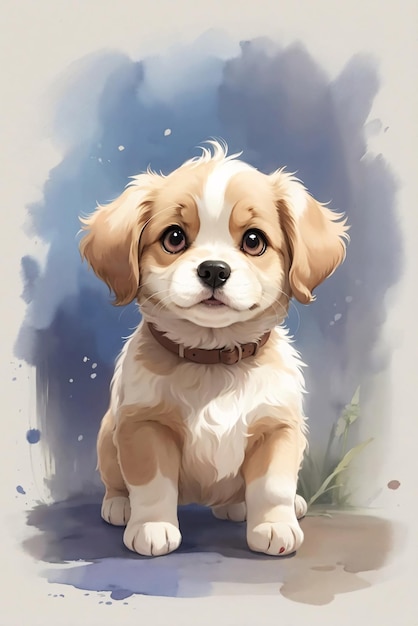 picture of cute puppy dog watercolor