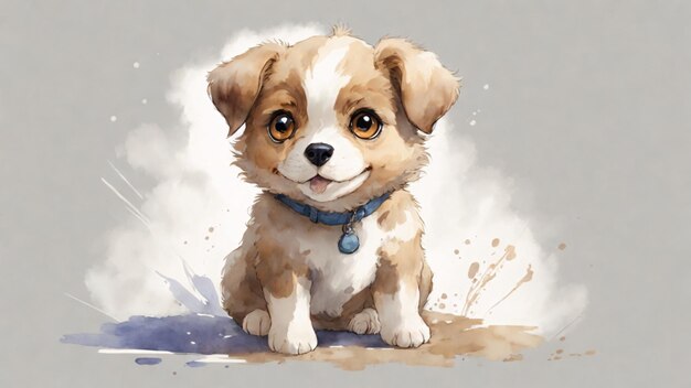 picture of cute puppy dog watercolor