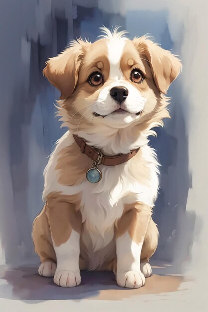 可愛い子犬の絵 水彩画