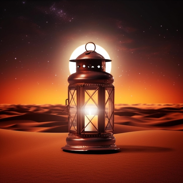 真ん中にランプがある砂漠の写真