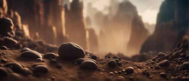 изображение пустыни со скалой посередине.