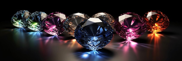 A picture of a diamond with blue and pink diamonds