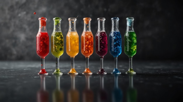 異なる色の飲み物の絵