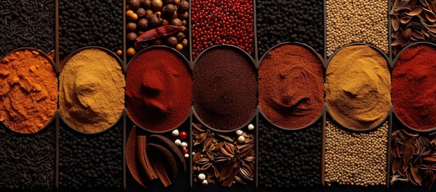 Photo a picture of different spices including one that has a red top