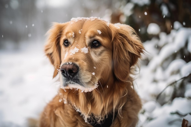 Picture of a dog in the snow