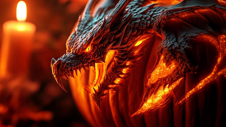 Photo a picture of a dragon with a fire background