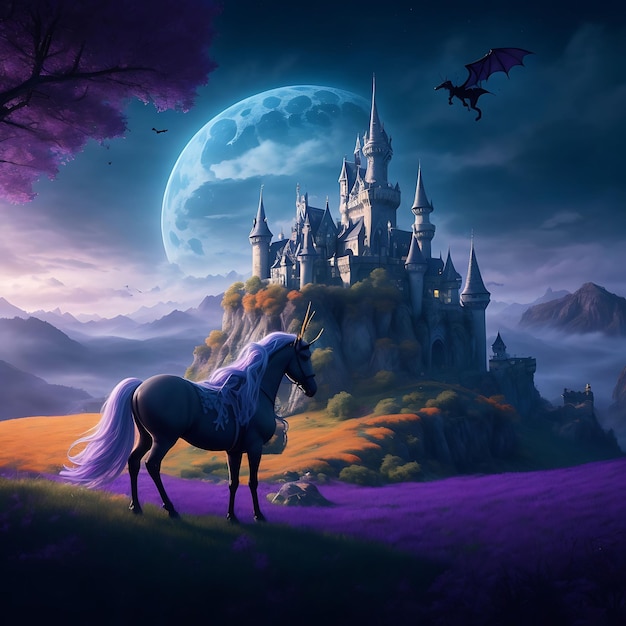 Picture a dragonfilled sky a unicornfilled meadow and a witch's castle in the distance