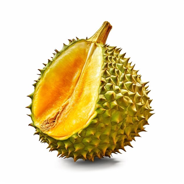 A picture of a durian with a white background