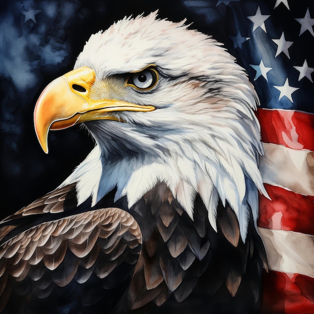 изображение орла с американским флагом на заднем плане