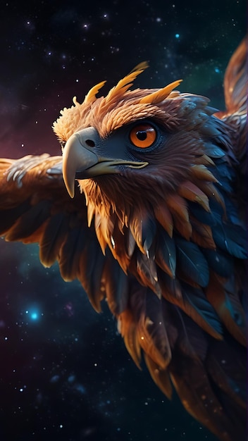 a picture of an eagle with a star in the background