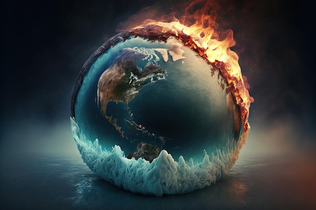 A picture of the earth on fire and water generative AI