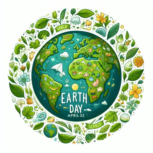 Photo a picture of earth with the earth day day in the middle