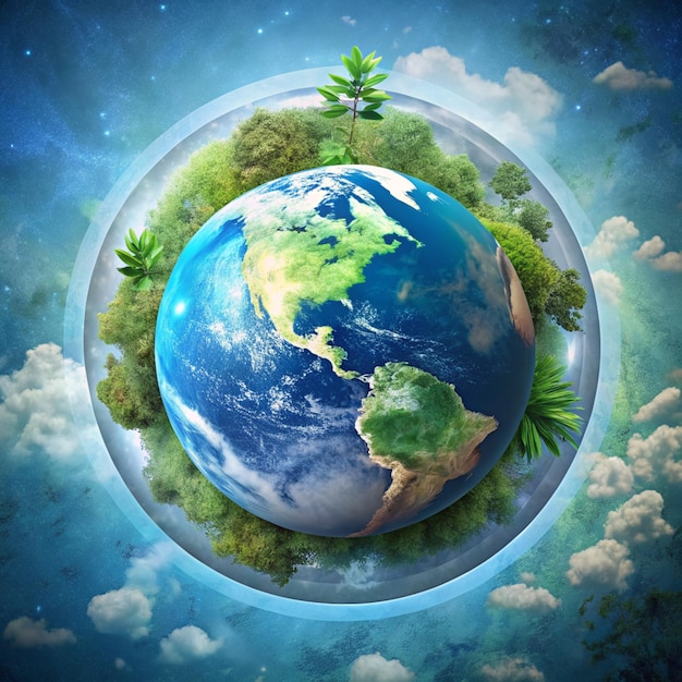 Foto un'immagine di una terra con una pianta verde e il concetto di giorno mondiale della terra giorno della terra salva la terra