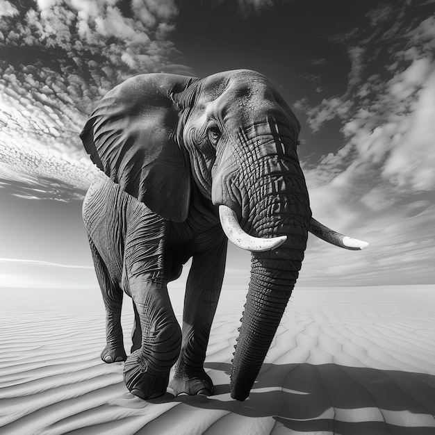 Photo picture of elephant in a desert ai generated