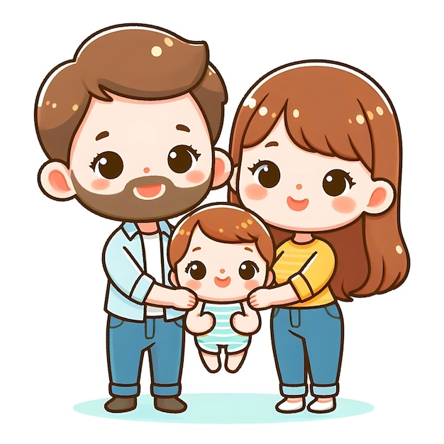 Photo a picture of a family with a baby and a baby