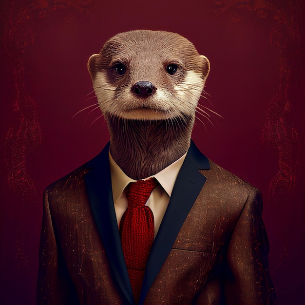 Premium AI Image | A picture of a ferret wearing a suit.