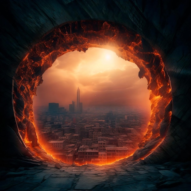 Premium Photo A picture of a fire in a hole that is from the fire.