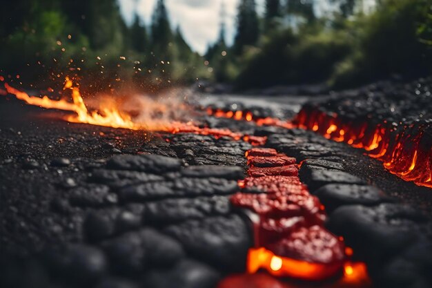 Foto un'immagine di un fuoco con fiamme e uno sfondo nero