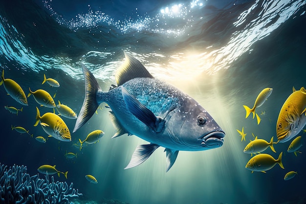 A picture of fish in the sea underwater