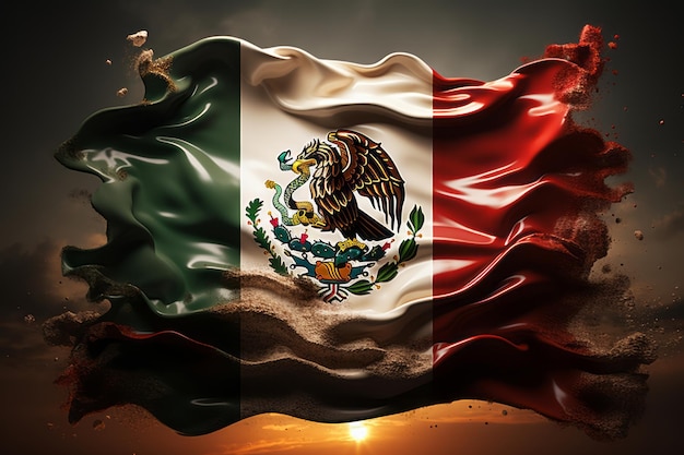 멕시코 독립기념일이라고 적힌 국기 사진
