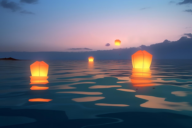 A picture of a floating lanterns with the words " happy chinese new year " on the bottom.