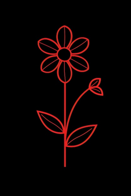 a picture of a flower with a red outline of a flower