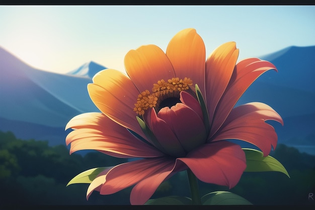 Изображение цветка, на котором светит солнце