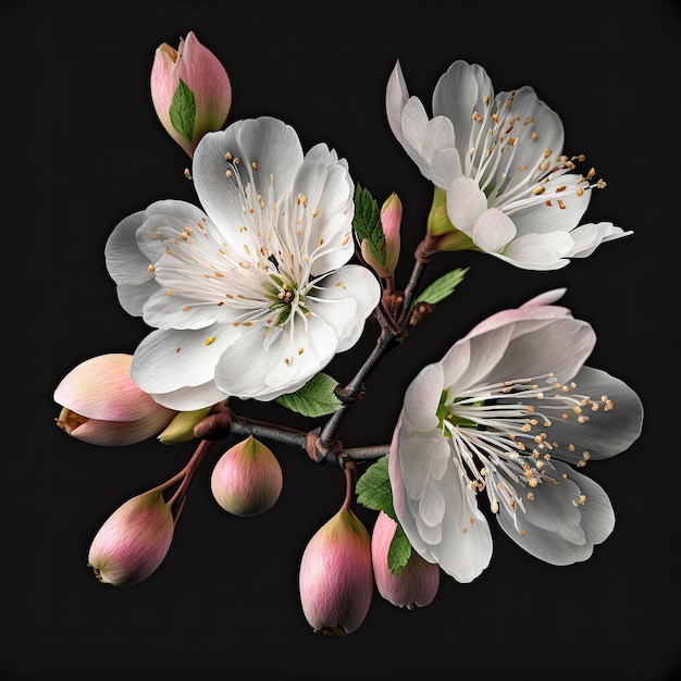 A picture of flowers that are on a black background