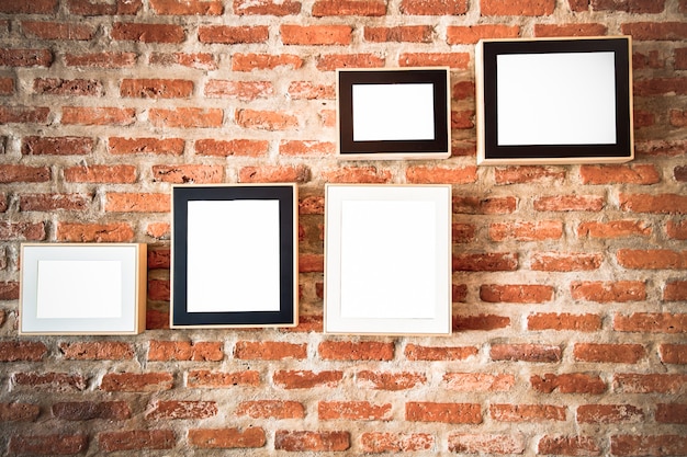 Photo picture frame on brick wall