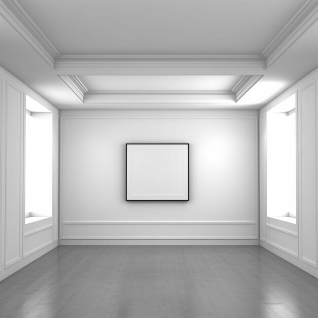 Foto una cornice in una stanza vuota con una finestra e una luce ai generativa