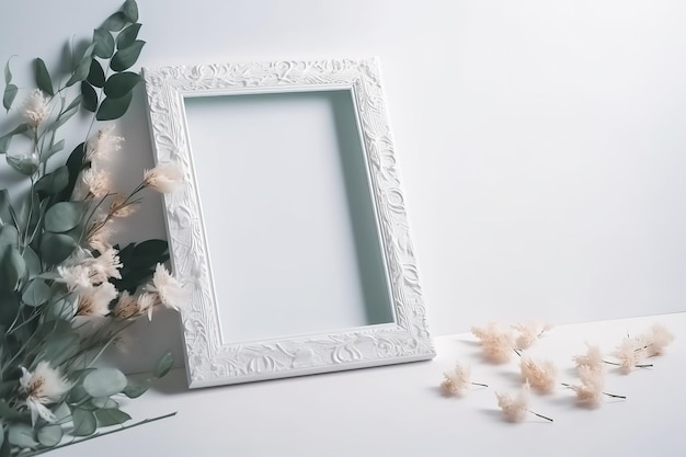 Picture frame mock up and small decorations Generative Ai