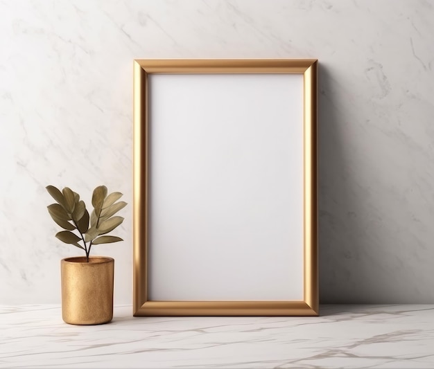 picture frame mockup in marble style