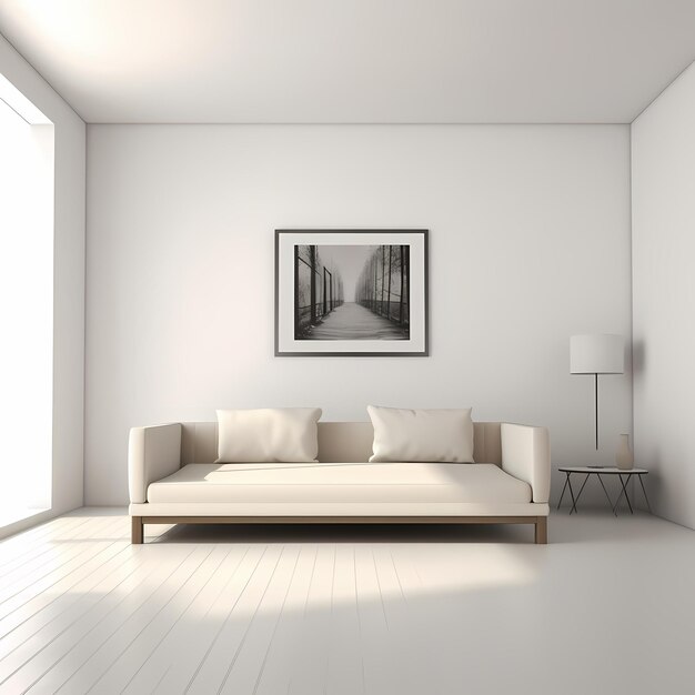 picture frame mockup psd hanging in modern living room minimalist generated ai