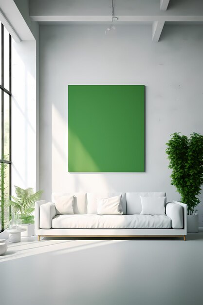 picture frame mockup psd hanging in modern living room minimalist generated ai