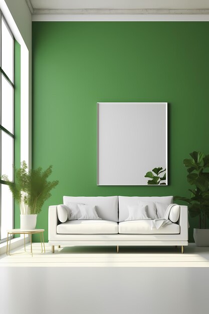 picture frame mockup psd hanging in modern living room minimalist generated ai