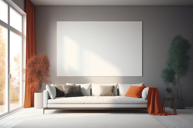 picture frame mockup psd hanging in modern living room minimalist generated ai