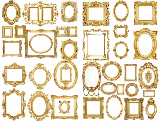 写真のフレームセット 白い背景に孤立 黄金のヴィンテージ