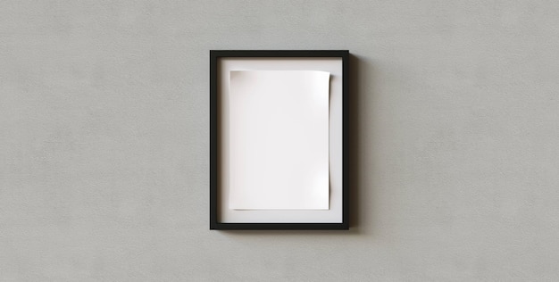 Picture frame template mockup with mat in front of a concrete wall copyspace for your individual text