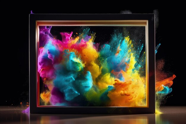 A picture frame with colored powder in it generative AI