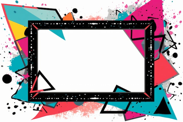 Photo a picture frame with colorful shapes and triangles on it