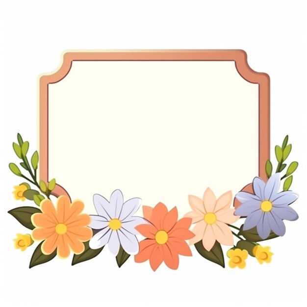 Photo a picture of a frame with flowers and leaves on it generative ai