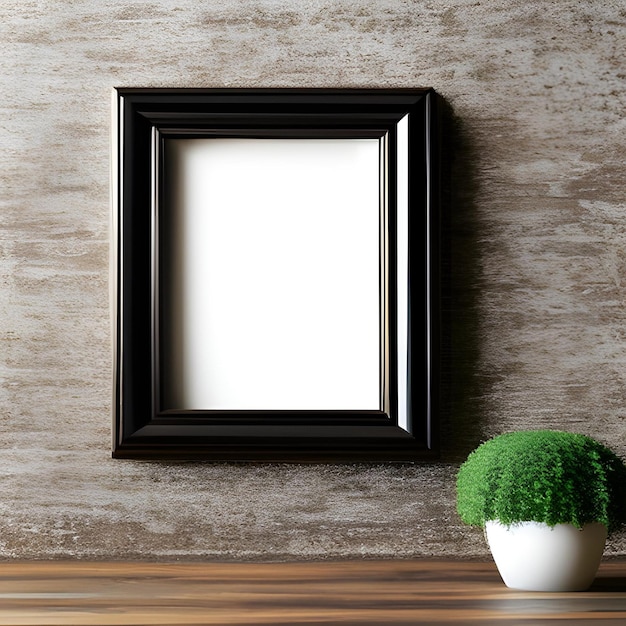 A picture frame with a green plant on the top.