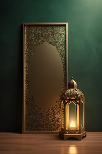 A picture frame with a light and a frame that says ramadan.