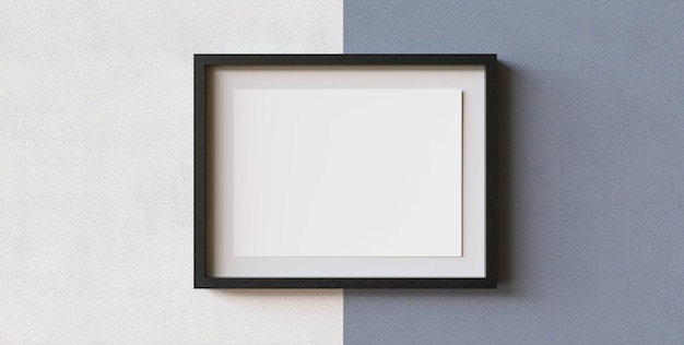 Picture frame with mat and white paper on wall as presentation and exhibition concept copyspace for your individual text