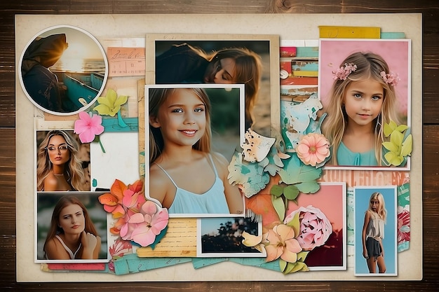 Photo a picture frame with a picture of a girl and a picture of a girl