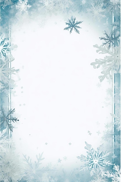 Photo a picture frame with snowflakes and leaves around it on a white background with a place for a text