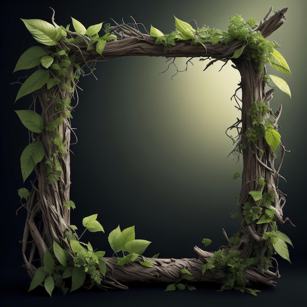 A picture frame with vines and leaves on it